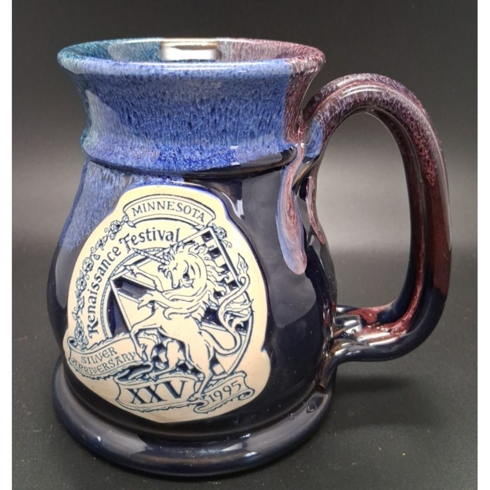 1995 Silver Anniversary Minnesota Renaissance Festival Drip Glaze Stoneware Mug